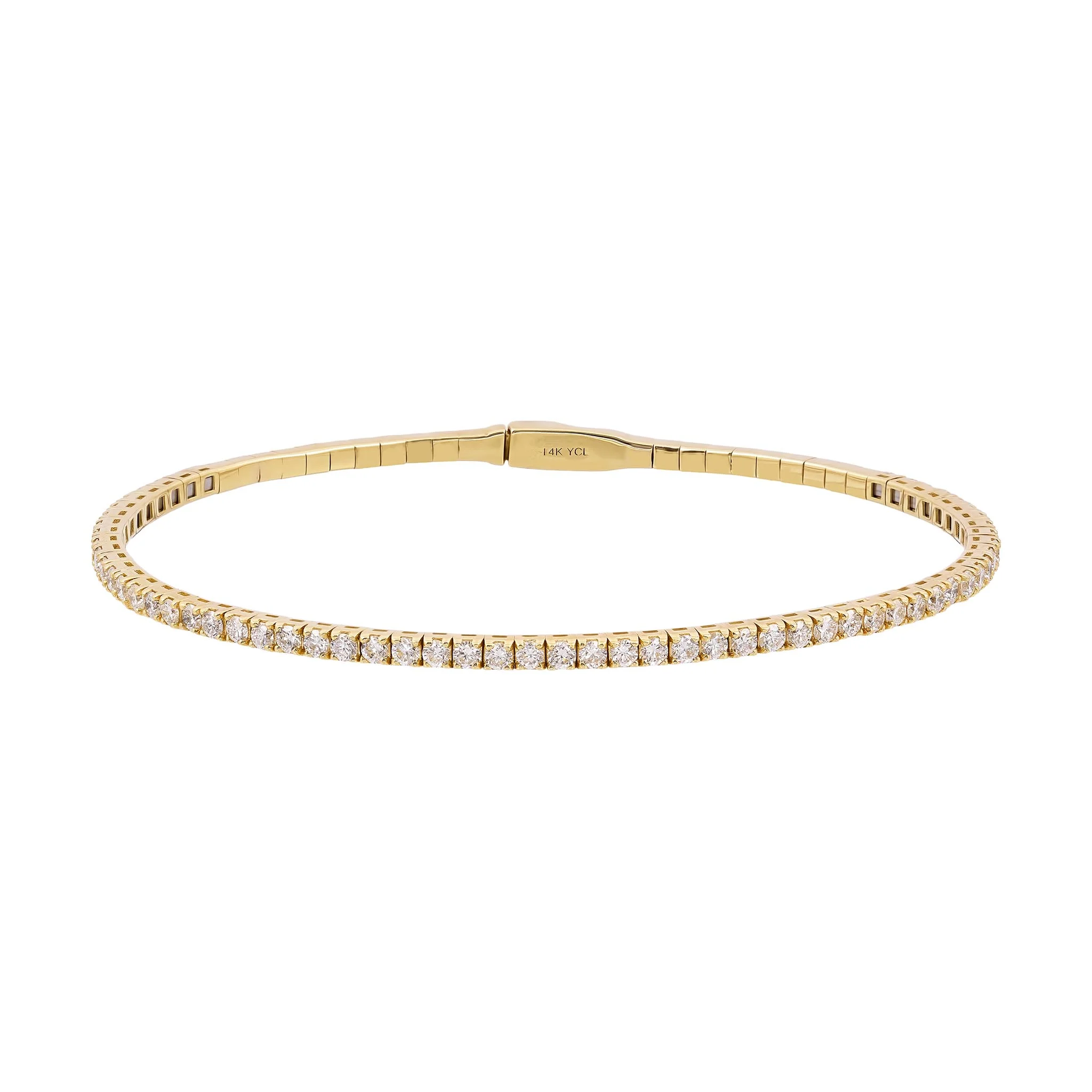 2mm Diamond Tennis Bangle 14K Yellow Gold