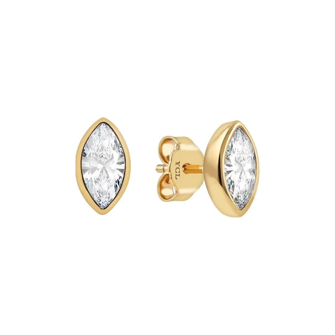 Marquise Bezel Stud Earring - Image 6