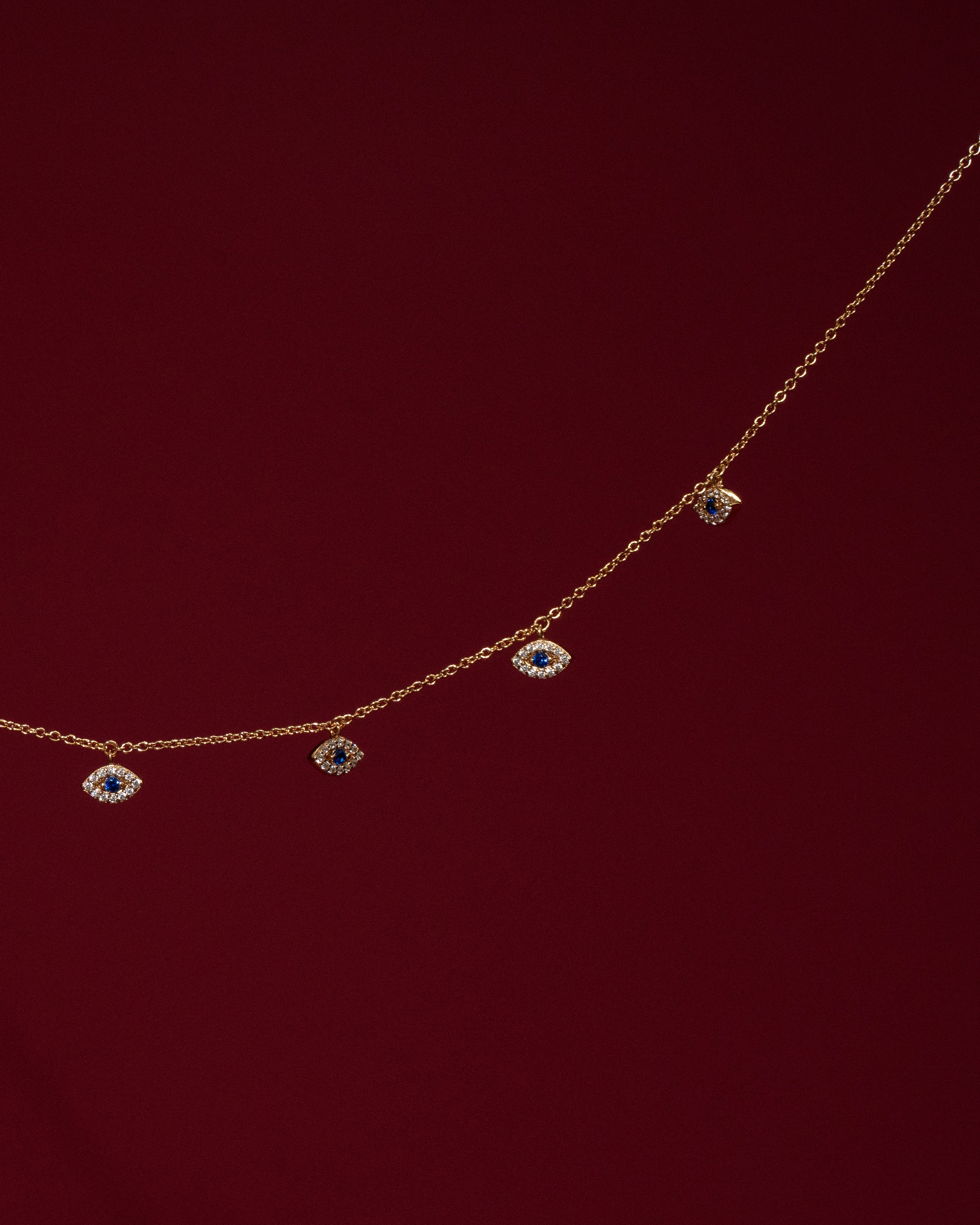 Pavé Evil Eye Charm Necklace | Blue - Image 2