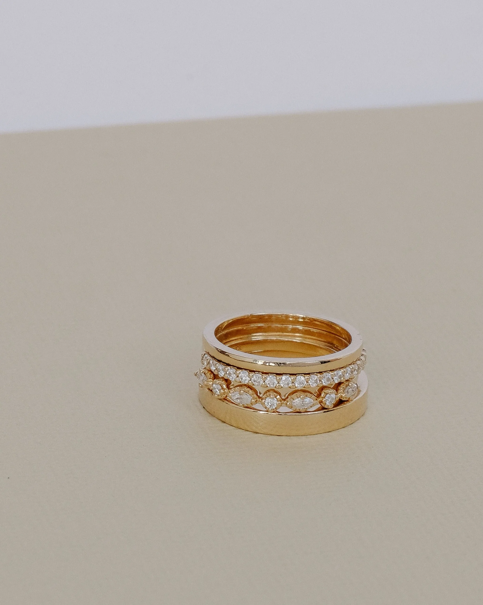 Marquise Round Moissanite Ring Band | 14k Solid Gold - Image 5