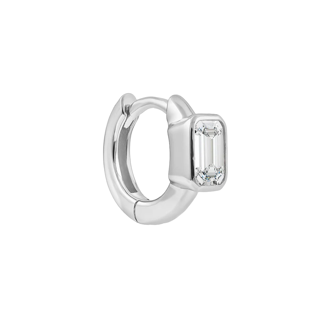 Sterling Silver Emerald Bezel Hoop